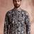 Mens blue viscose rayon floral printed kurta
