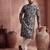 Mens blue viscose rayon floral printed kurta