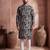 Mens blue viscose rayon floral printed kurta