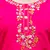 Floral embroidered silk round neck kurta trouser & dupatta set