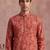 Mens blue silk blend solid embroidered kurta