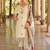 Floral embroidered silk round neck kurta trouser & dupatta set