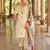 Floral embroidered silk blend round neck kurta trouser & dupatta set