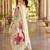 Floral embroidered silk round neck kurta trouser & dupatta set