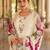 Floral embroidered silk round neck kurta trouser & dupatta set