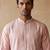 Mens pink silk blend solid embroidered kurta