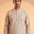 Mens beige silk blend solid embroidered kurta