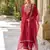 Floral embroidered viscose rayon round neck kurta trouser & dupatta set