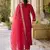 Floral embroidered viscose rayon round neck kurta trouser & dupatta set
