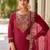 Floral embroidered viscose rayon round neck kurta trouser & dupatta set