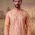 Mens orange viscose rayon solid embroidered kurta