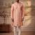 Mens orange viscose rayon solid embroidered kurta