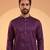 Mens purple silk blend solid embroidered kurta