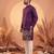 Mens purple silk blend solid embroidered kurta