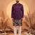 Mens purple silk blend solid embroidered kurta
