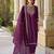 Floral embroidered viscose rayon round neck kurta trouser & dupatta set