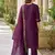 Floral embroidered viscose rayon round neck kurta trouser & dupatta set