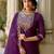 Floral embroidered viscose rayon round neck kurta trouser & dupatta set