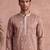 Mens pink silk blend solid embroidered kurta
