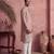 Mens pink silk blend solid embroidered kurta