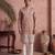 Mens pink silk blend solid embroidered kurta