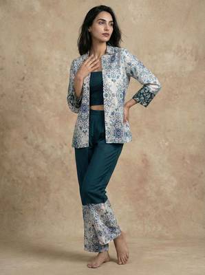 Yellow Printed top pant set 1