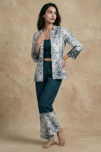 Yellow Printed top pant set