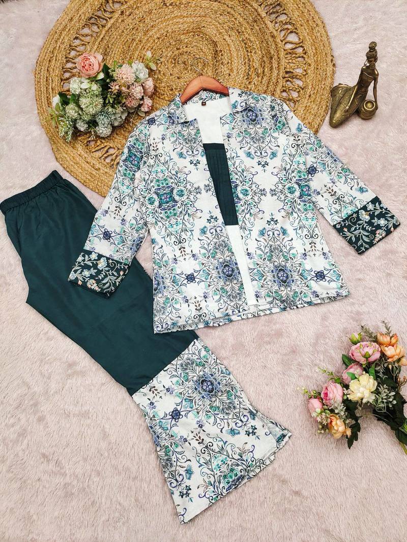 Yellow Printed top pant set