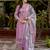 Floral embroidered silk blend round neck kurta trouser & dupatta set