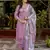 Floral embroidered silk blend blend round neck kurta trouser & dupatta set