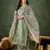 Floral embroidered silk blend blend round neck kurta trouser & dupatta set