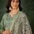 Floral embroidered silk blend round neck kurta trouser & dupatta set