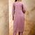 Floral embroidered silk blend round neck kurta trouser & dupatta set