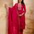 Floral embroidered silk blend round neck kurta trouser & dupatta set