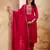 Floral embroidered silk blend blend round neck kurta trouser & dupatta set