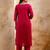 Floral embroidered silk blend round neck kurta trouser & dupatta set