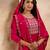 Floral embroidered silk blend round neck kurta trouser & dupatta set