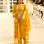 Floral embroidered silk blend blend round neck kurta trouser & dupatta set