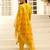 Floral embroidered silk blend round neck kurta trouser & dupatta set