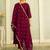 Floral embroidered silk blend round neck kurta trouser & dupatta set