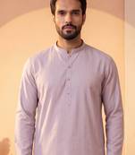 Mens lavender silk blend solid solid kurta
