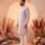 Mens lavender silk blend solid solid kurta