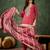 Floral embroidered viscose rayon round neck kurta trouser & dupatta set