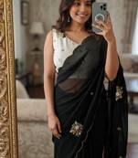 Black Color  handwork Georgette Saree