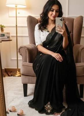Black Color  handwork Georgette Saree 2