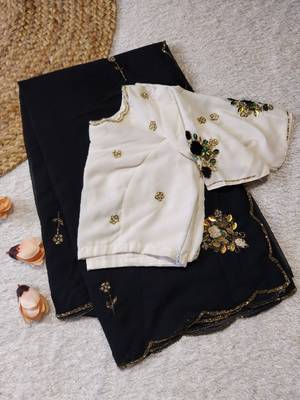Black Color  handwork Georgette Saree 5