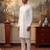 Mens white silk blend solid solid kurta