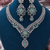 Rhodium finish light turquoise diamond necklace set