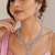 Rhodium finish baby pink diamond necklace set