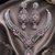 Rhodium finish baby pink diamond necklace set
